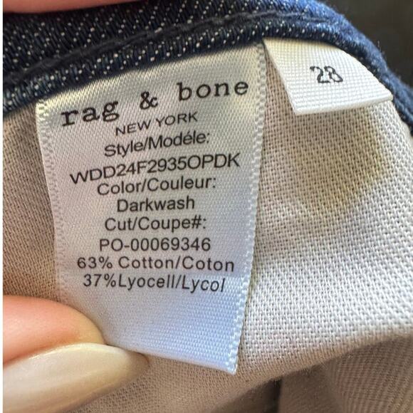 Rag And Bone Lori Mid Rise Wide Leg Jeans Dark Wash Blue Size 28 - Picture 11 of 14